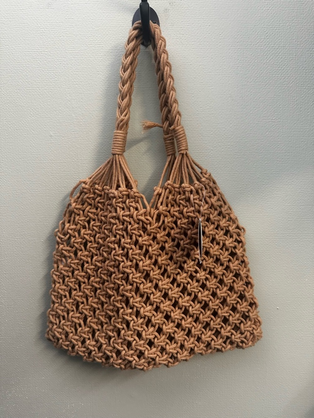 west loop Braided Macramé Tote in Tan